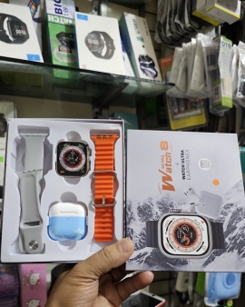 Watch 8 Ultra Smartwatch Wireless Charging With TWS Headphone - Orange