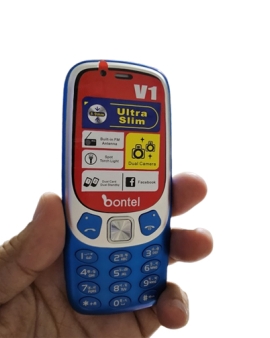 Bontel V1 Ultra Slim Phone With Cover Warranty -Blue