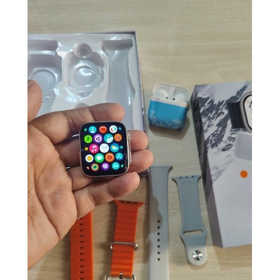 Watch 8 Ultra Smartwatch Wireless Charging With TWS Headphone - Orange Watch 8 Ultra Smartwatch Wireless Charging With TWS Headphone - Orange