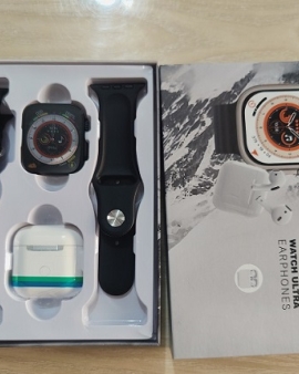 Watch 8 Ultra Smartwatch Wireless Charging With TWS Headphone - Silver