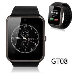GT08 Smart Mobile Watch Full Touch Display Direct Call SMS Option Camera Bluetooth Mobile Watch - Black