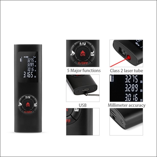 JQ40 Digital Laser Distance Meter 40 Meters Rechargeable