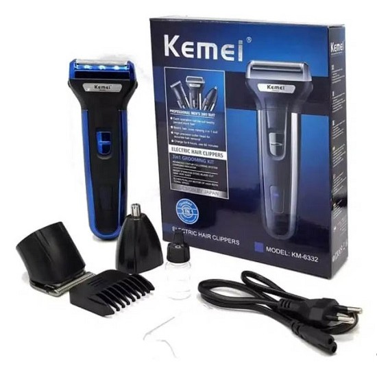 Kemei Km-6330 Double Battery 600mAh 3 in 1 Hair Clipper Grooming Kit Trimmer