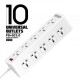 LDNIO 10 Outlet Sockets 6 USB Ports PD & QC3.0 Power Extension 30W