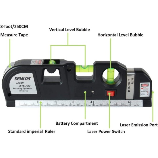 Laser Level Measurement Laser measure Line 8ft Laser Measurement Tape Ruler Adjusted Standard and Metric Rulers