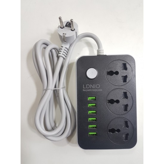 LDNIO 6 USB Ports And 3 Power Socket Extension Multiplug