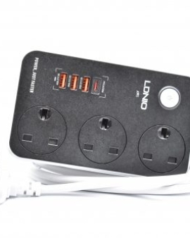 LDNIO SC3412 38W PD20W Power Strip 3 Socket Outlets And 3 QC 3.0 USB Multiplug
