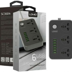 LDNIO 6 USB Ports And 3 Power Socket Extension Multiplug