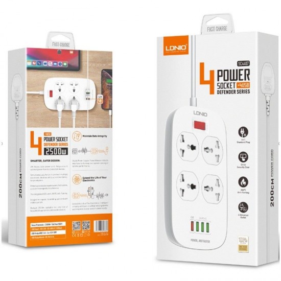 LDNIO SC4407 Power Socket 4 USB QC3.0 Multiplug