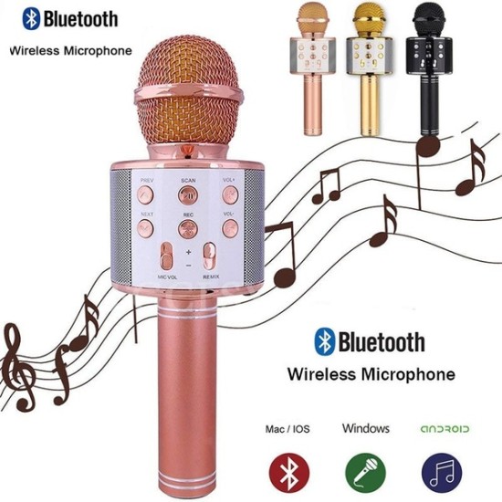 WS858 Bluetooth Karaoke Microphone With Voice Change Option Battery 1800mAh