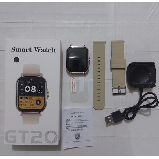 GT20 Smart Watch Waterproof Calling Option Big Display - Gold