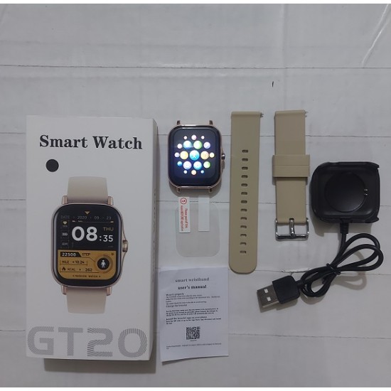 GT20 Smart Watch Waterproof Calling Option Big Display - Gold