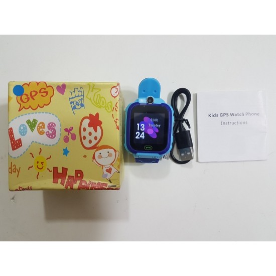 Q12 Kids GPS Smart watch Touch Sim Supported Single Sim - Blue