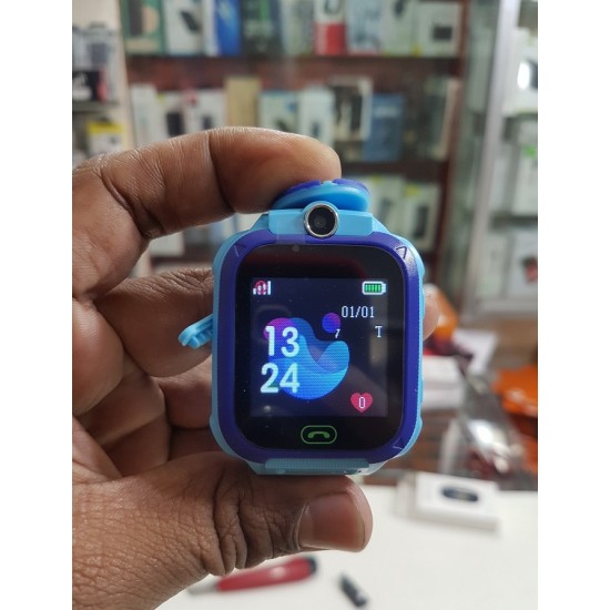 Q12 Kids GPS Smart watch Water Reset Touch Sim Supported Single Sim - Blue