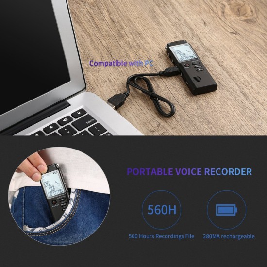 AR66 Digital Voice Sound Recorder 8GB Noise Reduction