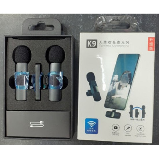 K9 Rechargeable Dual Wireless Microphone For iPhone And type - c