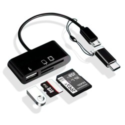 3 In 1 Mobile OTG Card Reader For Micro USB Port And Type-C input