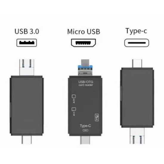 6 in 1 OTG Mobile Card Reader Support Micro USB, Type-C And USB Port