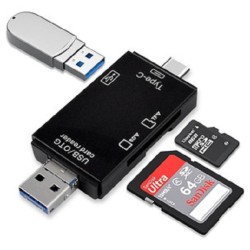 6 in 1 OTG Mobile Card Reader Support Micro USB, Type-C And USB Port