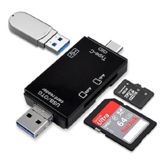 6 in 1 OTG Mobile Card Reader Support Micro USB, Type-C And USB Port