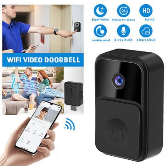 V9 Video Doorbell Camera WiFi Two Way Voice Option Rechargeable