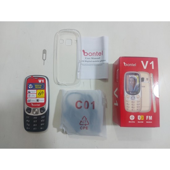 Bontel V1 Ultra Slim Phone Dual Sim With Cover Warranty