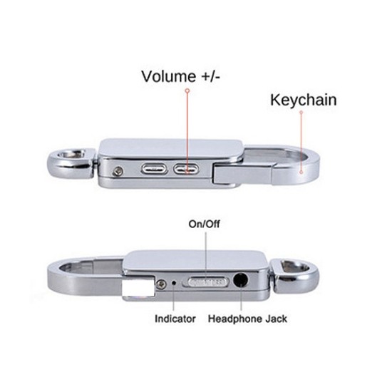 AR431 Voice Recorder Keychain 16GB Metal Body Mp3 Music Play - NEW