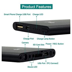 H2 Power Bank Camera 1080P Night Vision 5000mAh Battery 8 Hour Video