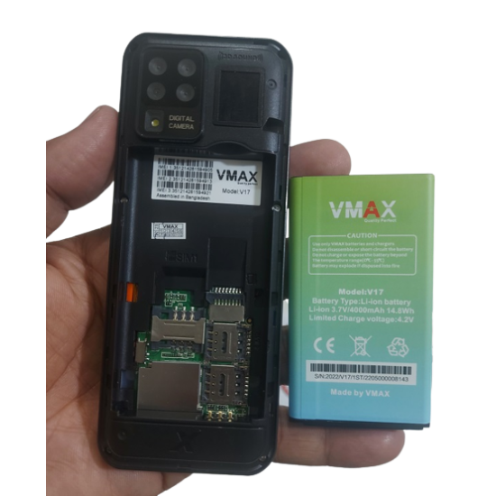 Vmax V17 Three Sim Phone 4000mAh Battery With Warranty