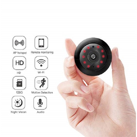 V380 Mini Wifi Video Camera For Live Video - Black