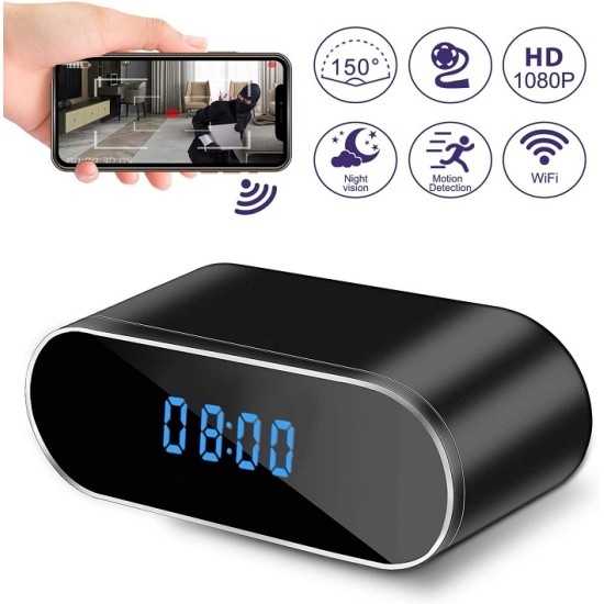 Wifi Table Clock Video Camera 1080p HD 2000mAh Battery