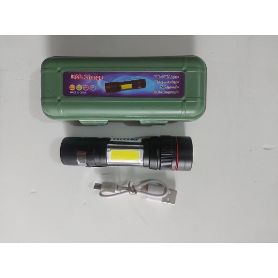 AR245 Mini Zoom Torch Light Flashlight Rechargeable USB Torch COB With Pen Clip