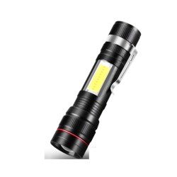 AR245 Mini Zoom Torch Light Flashlight Rechargeable USB Torch COB With Pen Clip