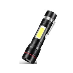 AR245 Mini Zoom Torch Light Flashlight Rechargeable USB Torch COB With Pen Clip