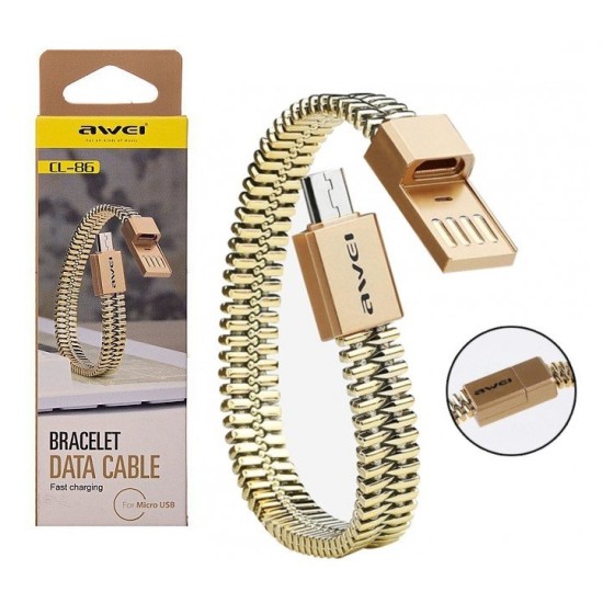 Awei CL-86 Bracelet Fast Charging Cable - Gold