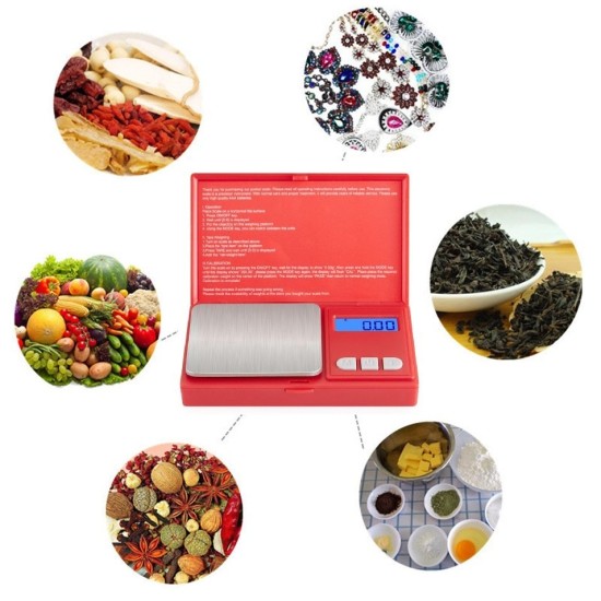 Digital Weight Scale Mini 500G - Red