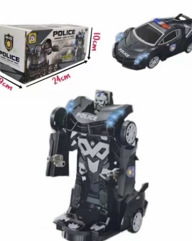 Police Transform Robot Car With Music And Light - Black