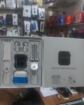 T55 Pro Max Smartwatch Free Bluetooth Dual Belt Calling Option 45MM - White