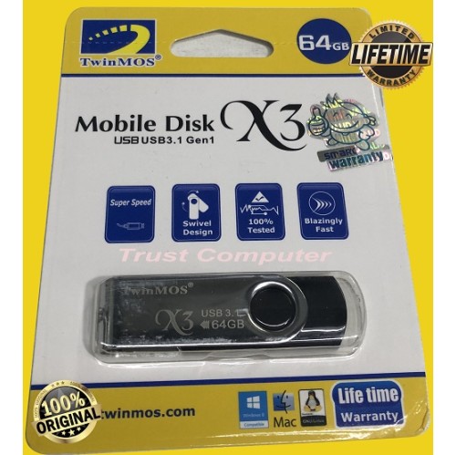 Twinmos X3 Pen Drive 64GB USB 3.1 Gen1 Mobile Disk Twinmos X3 Pen Drive 64GB USB 3.1 Gen1 Mobile Disk