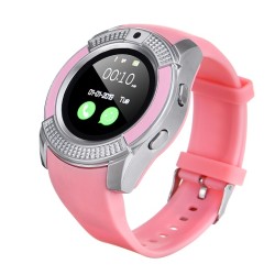 V8 Smart Watch Touch Screen Single Sim with Camera Call SMS - Pink