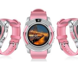 V8 Smart Watch Touch Screen Single Sim with Camera Call SMS - Pink