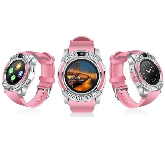 V8 Smart Watch Touch Screen Single Sim with Camera Call SMS - Pink