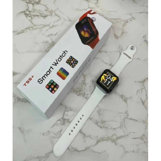 T55 Plus Smart watch Series 6 Water-reset Crown Button Working Calling Option - White
