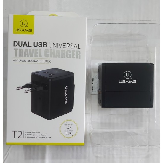 USAMS T2 Dual USB Universal Travel Charger