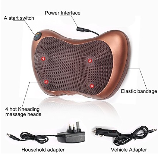 Car And Home Neck Massage Pillow - Brown