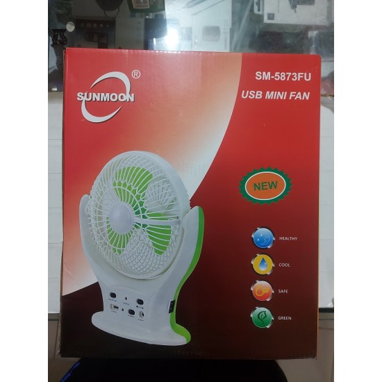 Sunmoon Rechargeable Fan AC/DC With Light Power Bank Option