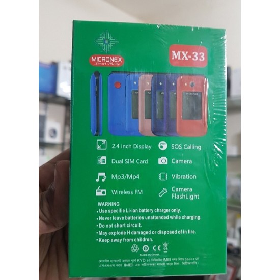 Micronex MX33 Dual Display Folding Mobile Phone Dual Sim With Warranty