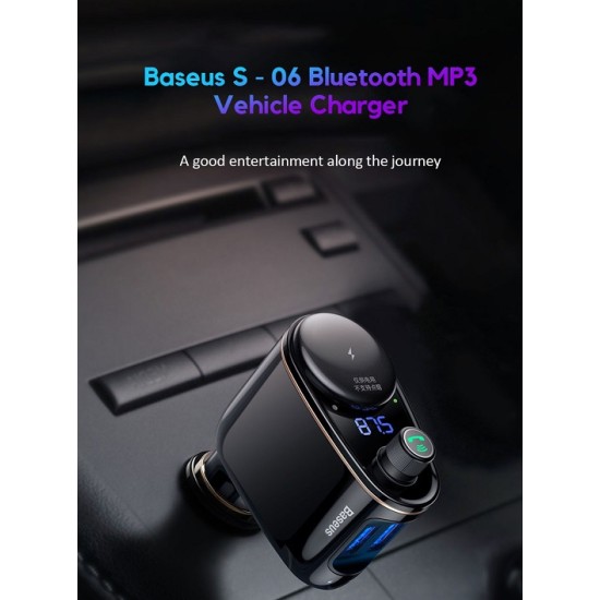 Baseus S06 Bluetooth MP3 Vehicle Dual USB Car Charger