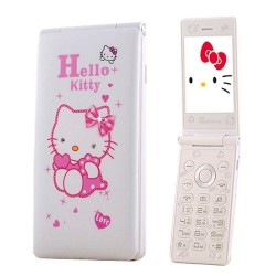 Hello Kitty Folding Mobile Phone D10 Touch Display Dual Sim - White 