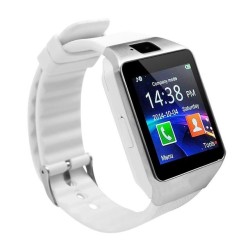 DZ09 Smart Watch Full Touch Display Single Sim Call SMS Camera Mobile Watch Home Button - White
